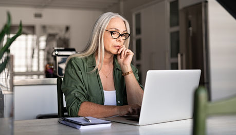 woman using computer