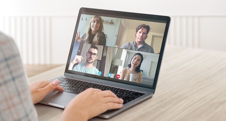 person in virtual meeting