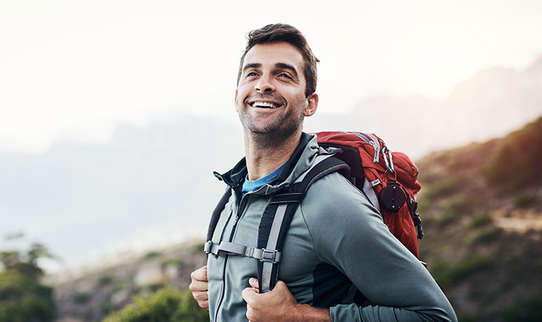 man hiking